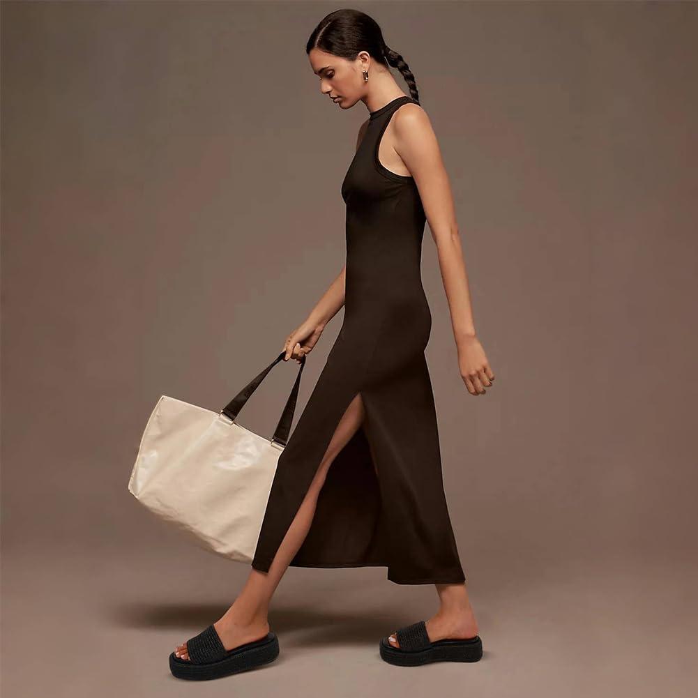 imagePlatform Slip on Espadrille Sandals for Women Wedges Slides Bohemia Sandals Flatform Open Toe Beach Sandals1 Black