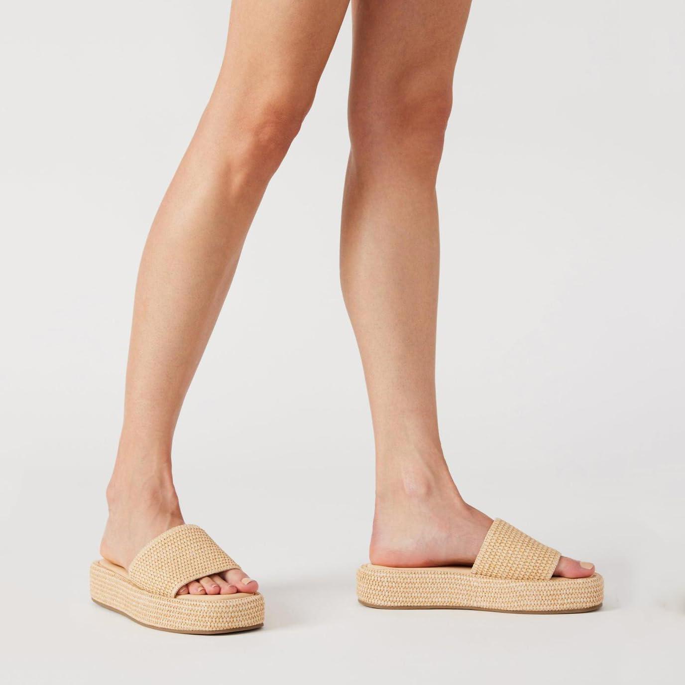 imagePlatform Slip on Espadrille Sandals for Women Wedges Slides Bohemia Sandals Flatform Open Toe Beach Sandals1 Natural