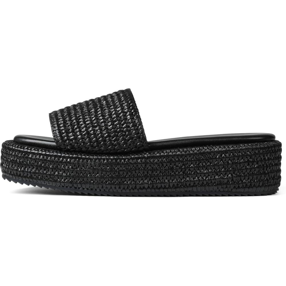 imagePlatform Slip on Espadrille Sandals for Women Wedges Slides Bohemia Sandals Flatform Open Toe Beach Sandals1 Black