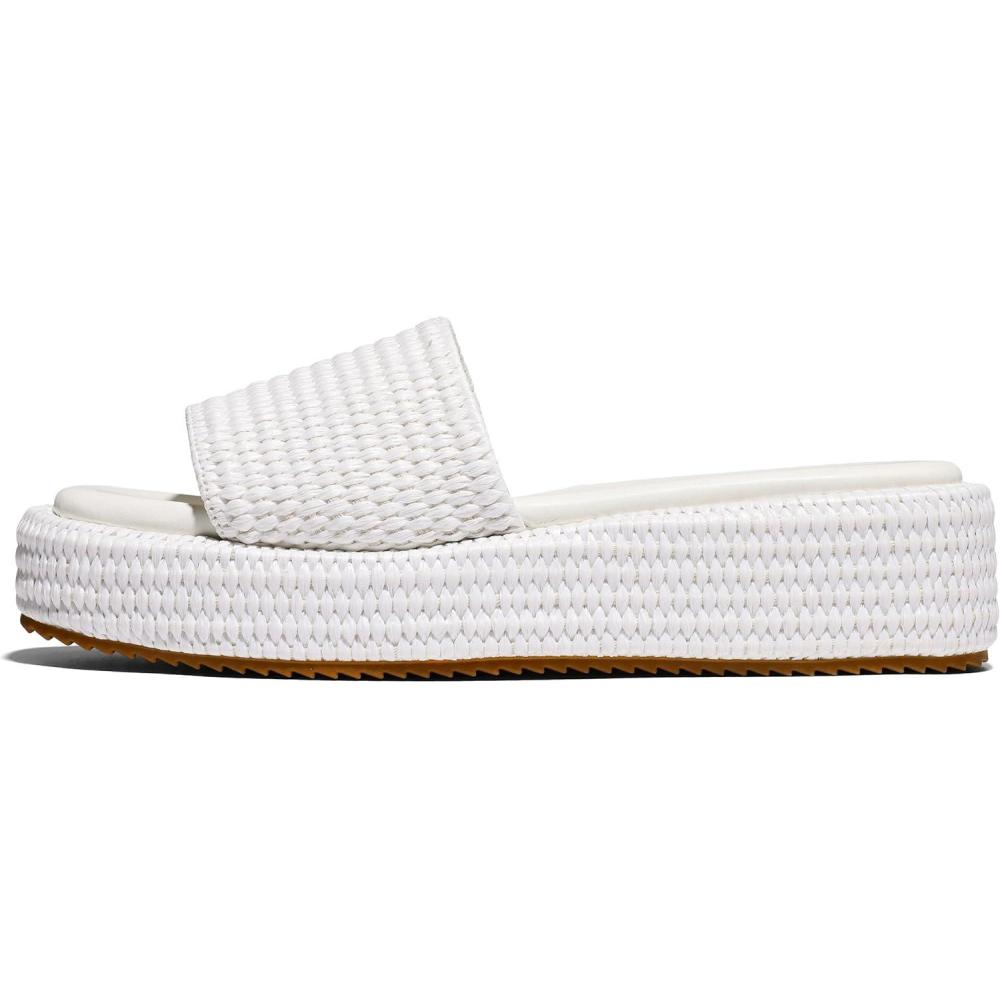 imagePlatform Slip on Espadrille Sandals for Women Wedges Slides Bohemia Sandals Flatform Open Toe Beach Sandals1 White