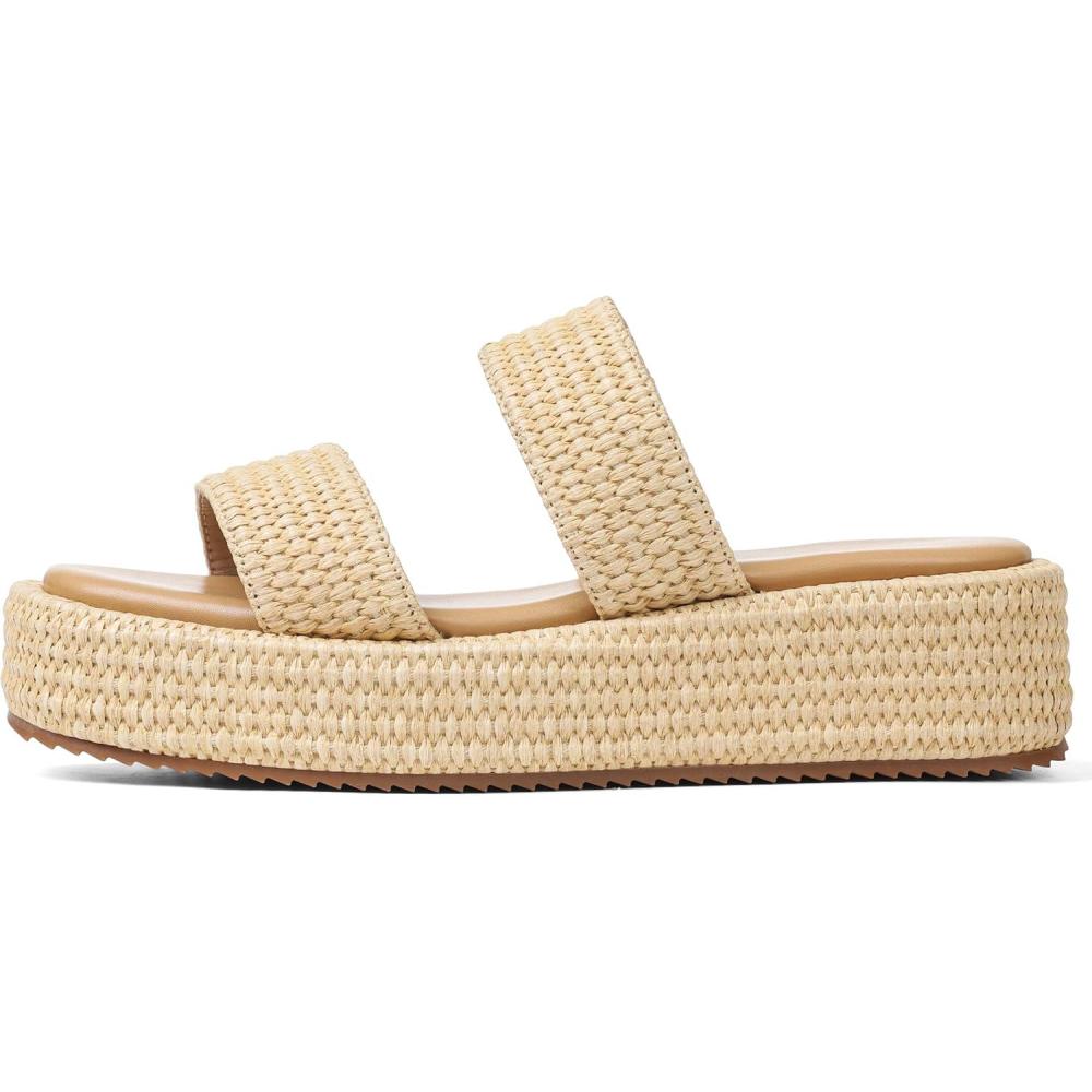 imagePlatform Slip on Espadrille Sandals for Women Wedges Slides Bohemia Sandals Flatform Open Toe Beach Sandals2 Apricot Straps