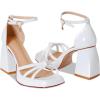 imageWhite Platform Heels Platform Chunky Heels Square Toe Ankle Strap Heels Bowknot Fashion White Strappy Heels