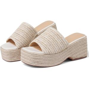 Platform Slip on Espadrille Sandals for Women Summer Wedges Slides -Flatform, Open Toe, Bohemia, Beach, Wedding(1 Beige)