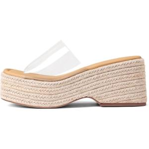 Platform Slip on Espadrille Sandals for Women Summer Wedges Slides -Flatform, Open Toe, Bohemia, Beach, Wedding(1 Clear)