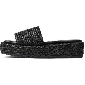 Platform Slip on Espadrille Sandals for Women Wedges Slides Bohemia Sandals Flatform Open Toe Beach Sandals(1 Black)