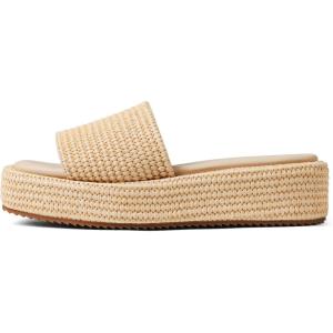 Platform Slip on Espadrille Sandals for Women Wedges Slides Bohemia Sandals Flatform Open Toe Beach Sandals(1 Natural)