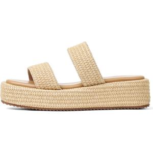 Platform Slip on Espadrille Sandals for Women Wedges Slides Bohemia Sandals Flatform Open Toe Beach Sandals(2 Apricot Straps)