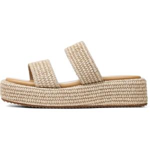 Platform Slip on Espadrille Sandals for Women Wedges Slides Bohemia Sandals Flatform Open Toe Beach Sandals(2 Coffee Straps)