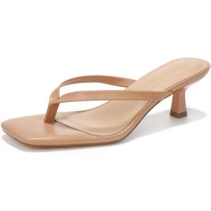Women’s Kitten Heels Sandals Square Open Toe Flip Flop Heels 1.8-2 Inch Heeled Sandals for Women(Nude)