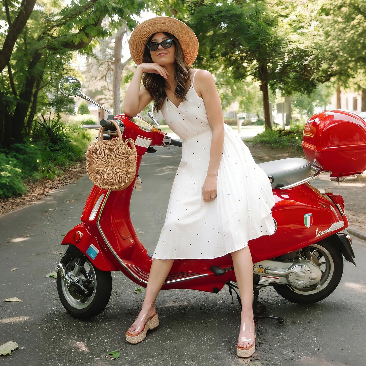 image:imageWomens Espadrilles Wedges Sandal Slides Summer Slip on Platform Wedge Raffia Square Toe Cute Two Straw Strap Comfortable Casual Wedding Shoes1 Clear