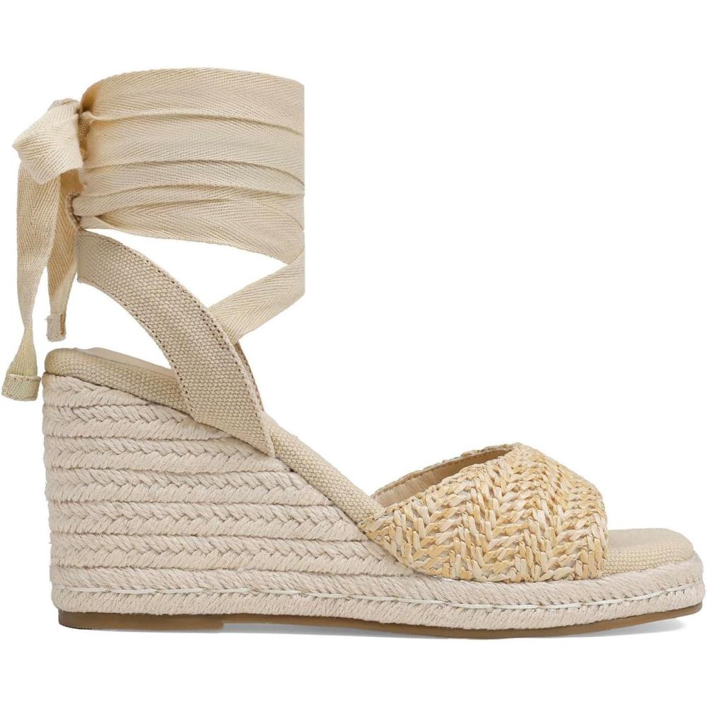 image:imageWomens Espadrilles Wedges Sandals Summer Lace Up Platform Raffia Heels Beach Sandles  Ankle Strap Open Toe Dress Rome WeddingApricotraffia
