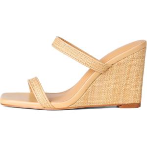 Wedge Sandals for Women Beach Shoes Espadrilles – Square Toe, Chunky Heel, Slip-On, Slides, Summer, Wedding Dress(1 Natural)
