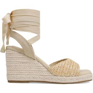 Womens Espadrilles Wedges Sandals Summer Lace Up Platform Raffia Heels Beach Sandles – Ankle Strap, Open Toe, Dress, Rome, Wedding(Apricotraffia)