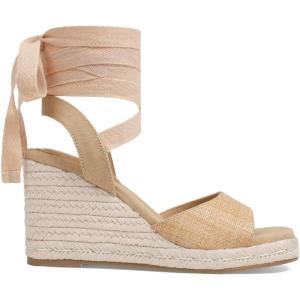 Womens Espadrilles Wedges Sandals Summer Lace Up Platform Raffia Heels Beach Sandles – Ankle Strap, Open Toe, Dress, Rome, Wedding(Naturalraffia)