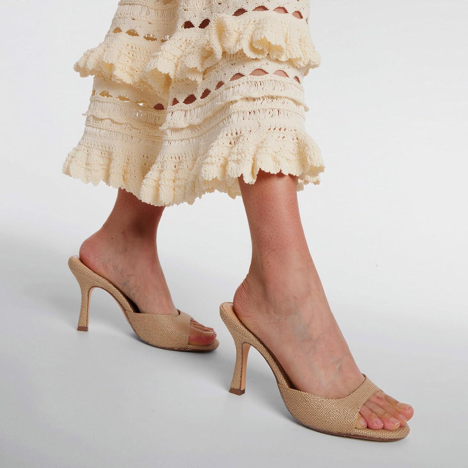 image:imageRaffia Woven Heels Sandals for Women Slip On Kitten Heels Mule Slides Open toe Espadrille Summer Dress CasualKhaki