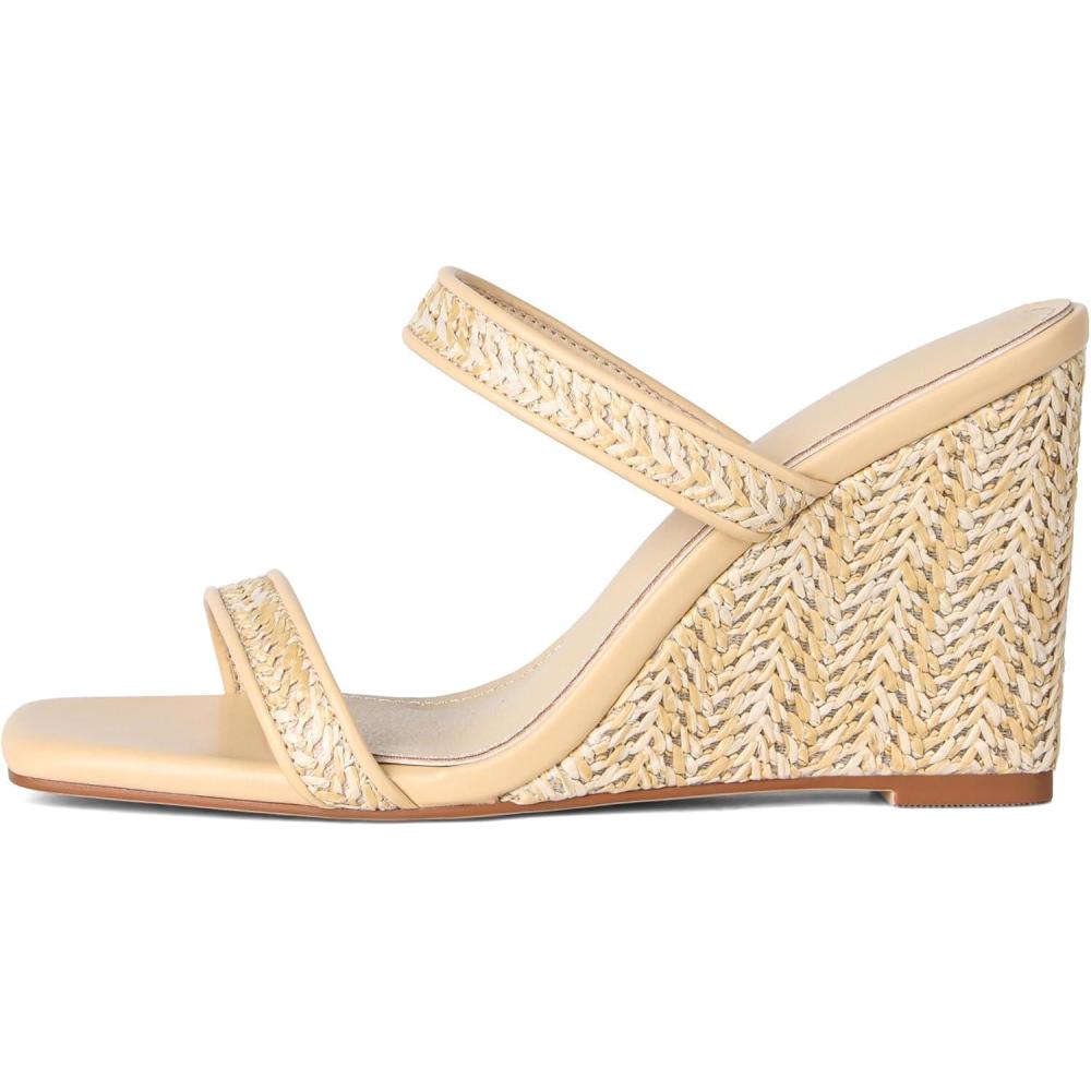 image:imageWedge Sandals for Women Beach Shoes Espadrilles Square Toe Chunky Heel SlipOn Slides Summer Wedding Dress1 Apricot