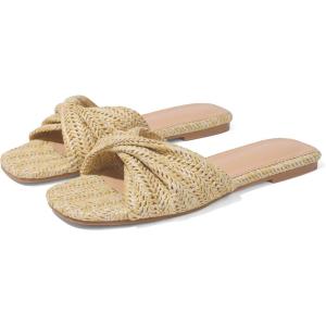 Raffia Flat Sandals for Women Straw Woven Braided Twist Slip On Slides – Summer, Open Toe, Beach, Comfort, Dressy(Apricot)