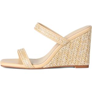 Wedge Sandals for Women Beach Shoes Espadrilles – Square Toe, Chunky Heel, Slip-On, Slides, Summer, Wedding Dress(1 Apricot)