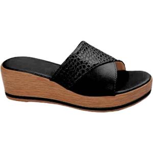 Mules pour femme avec talon – Sandales compensées – Sandales d&rsquo;été – Chaussures de plage – Sandales à bout ouvert – Sandales compensées en cuir – Sandales compensées – Sandales à plateforme – Sandales(Noir)
