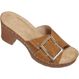 Claquette Sandales Talons Mules Femmes Rétro Boucle Claquettes Epais Talon Large Pantoufles Confort Anti-dérapant Chaussons à Bout Ouvert Claquettes Soutien Plantaire pour Maison Jardin Piscine Plage(Orange)