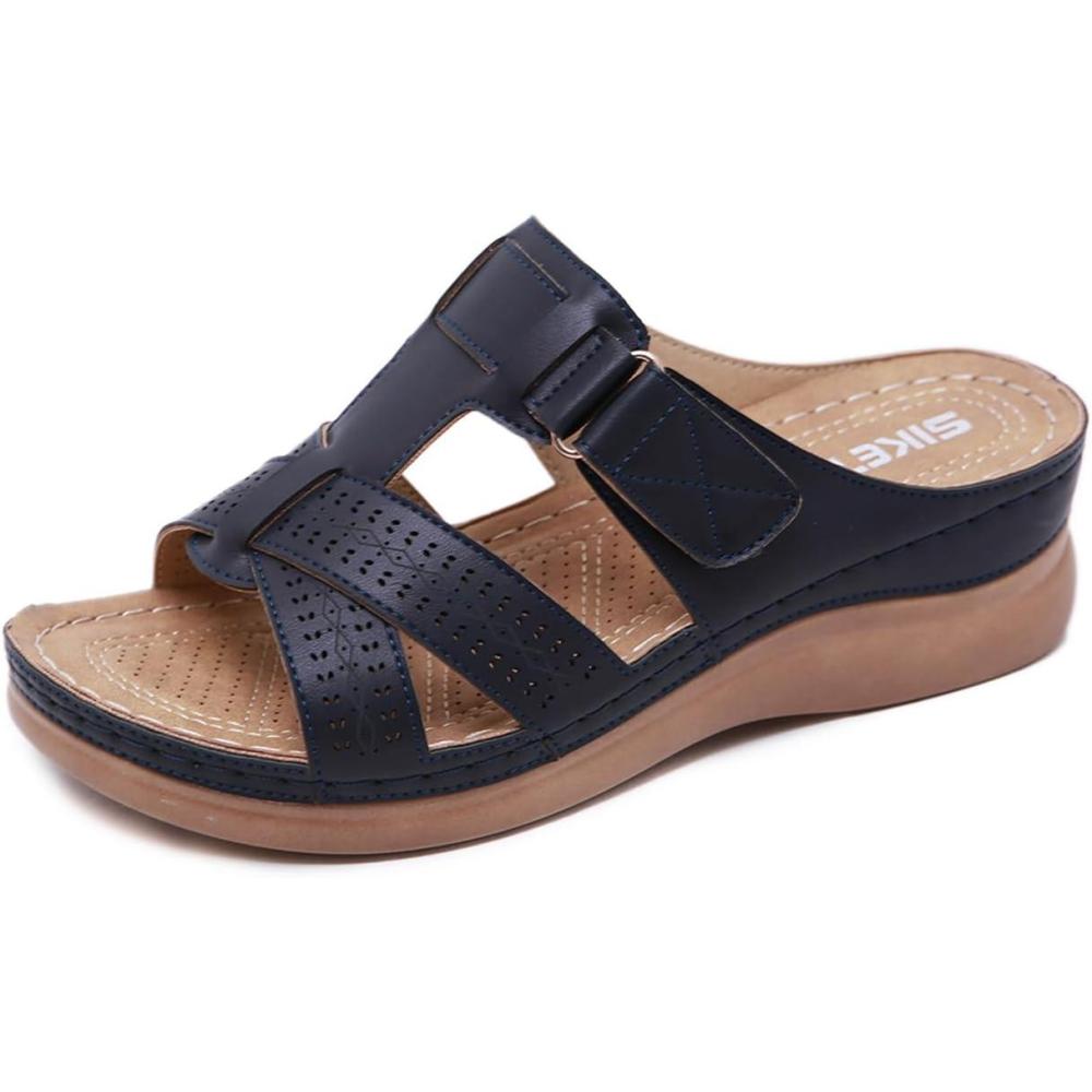 image:imageSandales Femme t Mode Mules Femmes Orthopdique Compenses Sandale Confortable Respirantes Plateforme Pantoufles Chaussures de Plage 3644 EUBleu 298